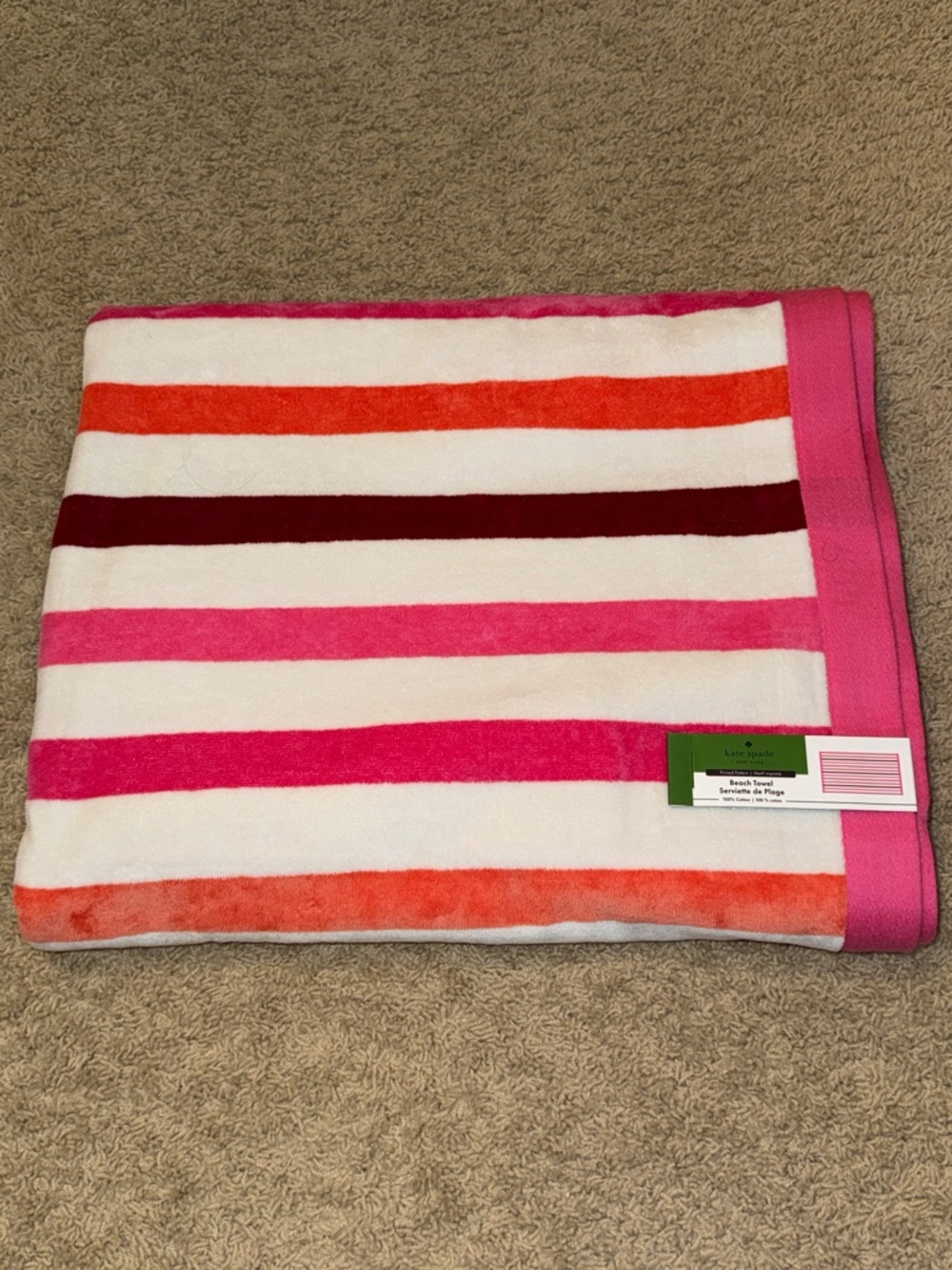 kate spade Pink and White Striped Beach Towel - Picture 13 of 13